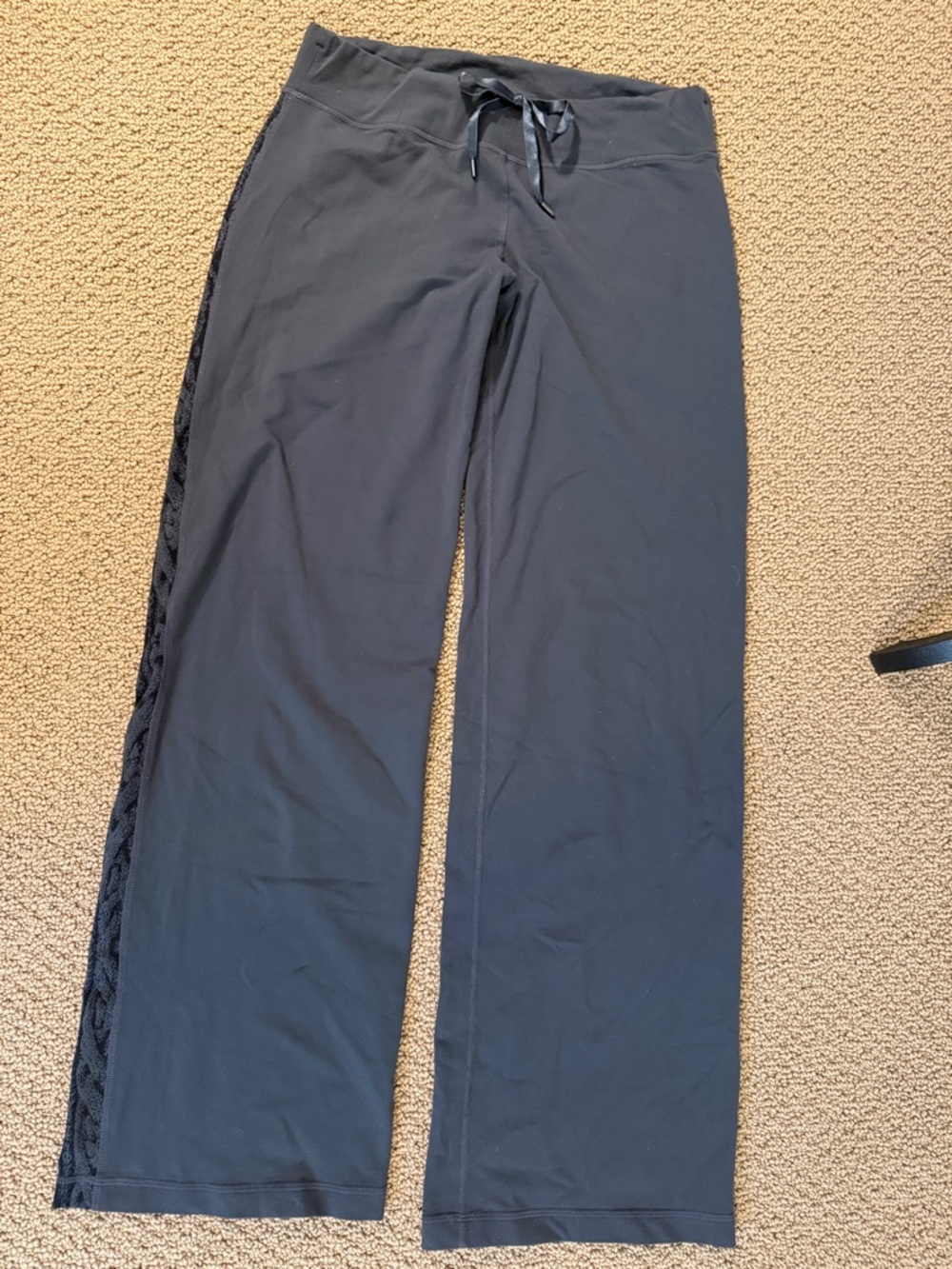 lululemon athletica Grey Wide-Leg LOW RISE Yoga Pants with Side Panel